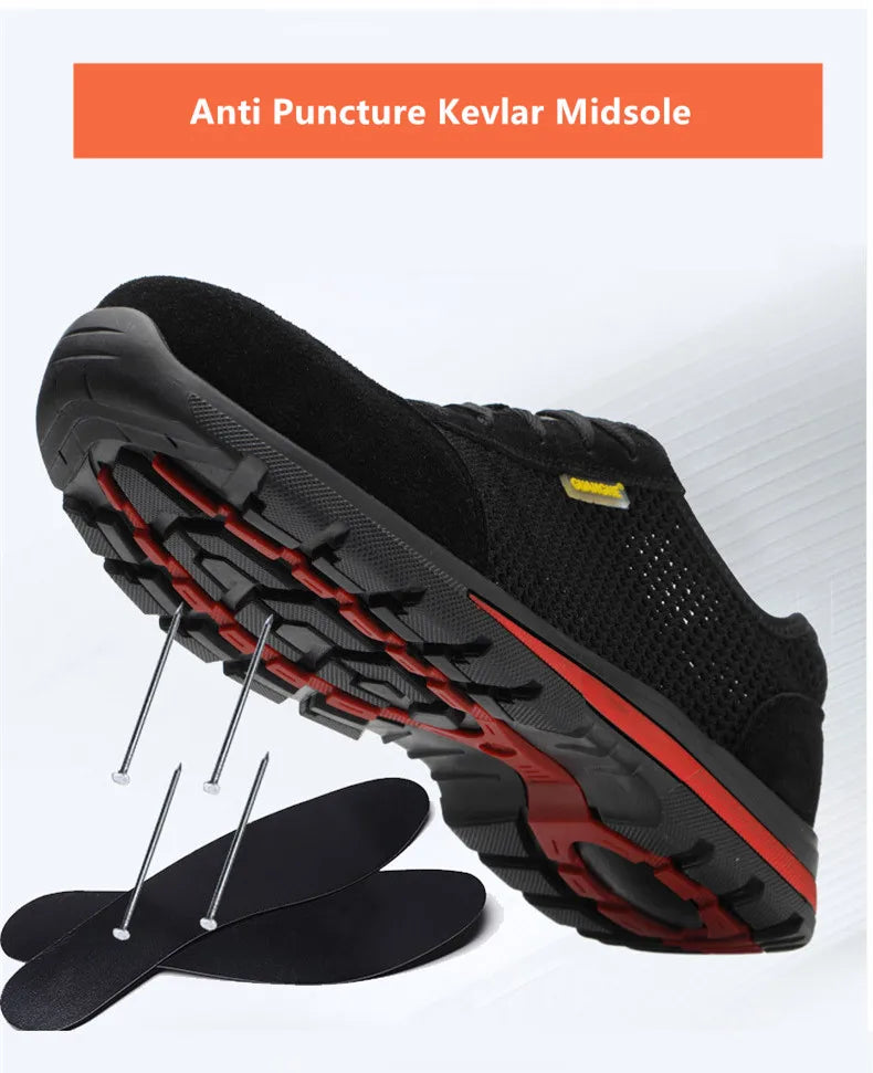 summer work shoes with protection security shoes men breathable safety shoes lightweight work shoes with steel toe work sneakers