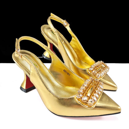 Italian Design Rhinestone-encrusted Ladies Party Shoes And Special Bag Women High Heels Wedding Dual Purpose Bag