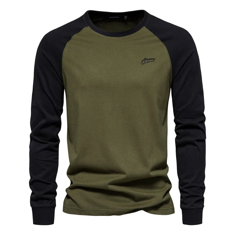 100% Cotton Long Sleeve Men's T-shirt Solid Color Letter Print Casual T shirts for Men New Spring Tops Tee Men Clothing
