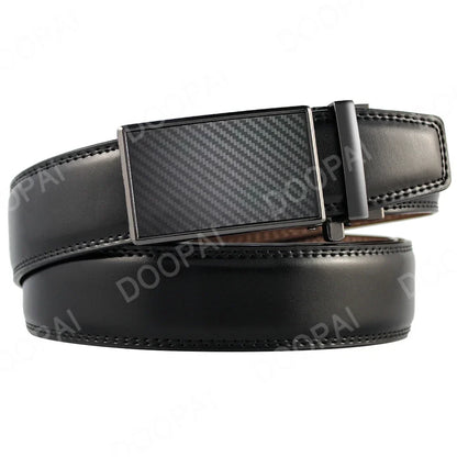 Mens Leather Belt Metal Automatic Genuine Leather Belts Leisure Fashion Ratchet Belts for Men Pants Fashion Genuine Leather Belt