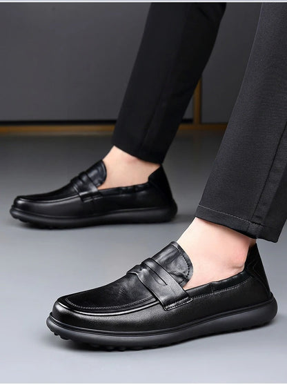 Spring Autumn New Genuine Leather Shoes for Men Black Fashion Business Casual Shoes Male High Quality Designer Loafers Man