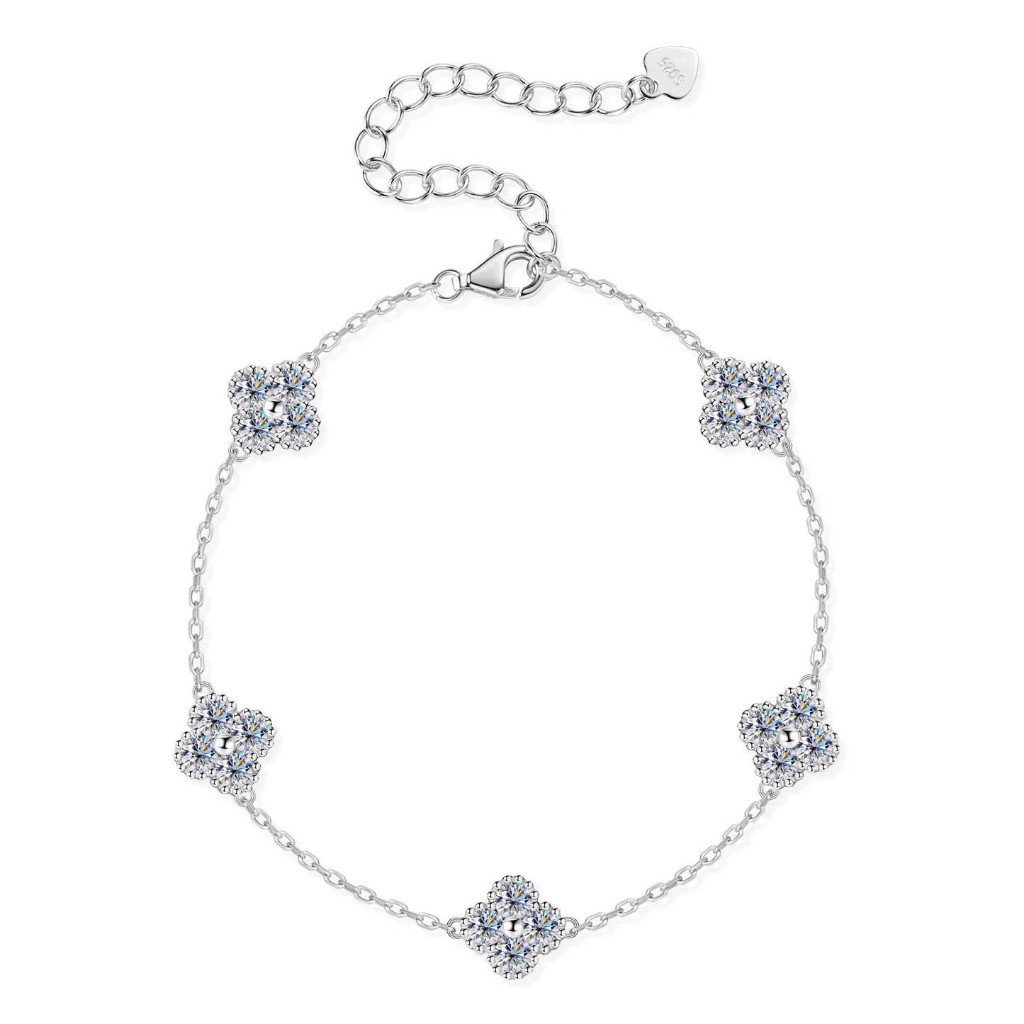 3mm Certified Moissanite Pendant Necklace for Women Classic Clover Flower Neck Chain 100% Pure 925 Silver Chain Charm
