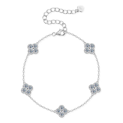 3mm Certified Moissanite Pendant Necklace for Women Classic Clover Flower Neck Chain 100% Pure 925 Silver Chain Charm