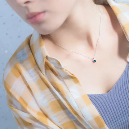 New 925 Sterling Silver Retro Mini Blue Star Charms Pendant Necklace Fit Women Adjustable Necklace Original Fine Jewelry