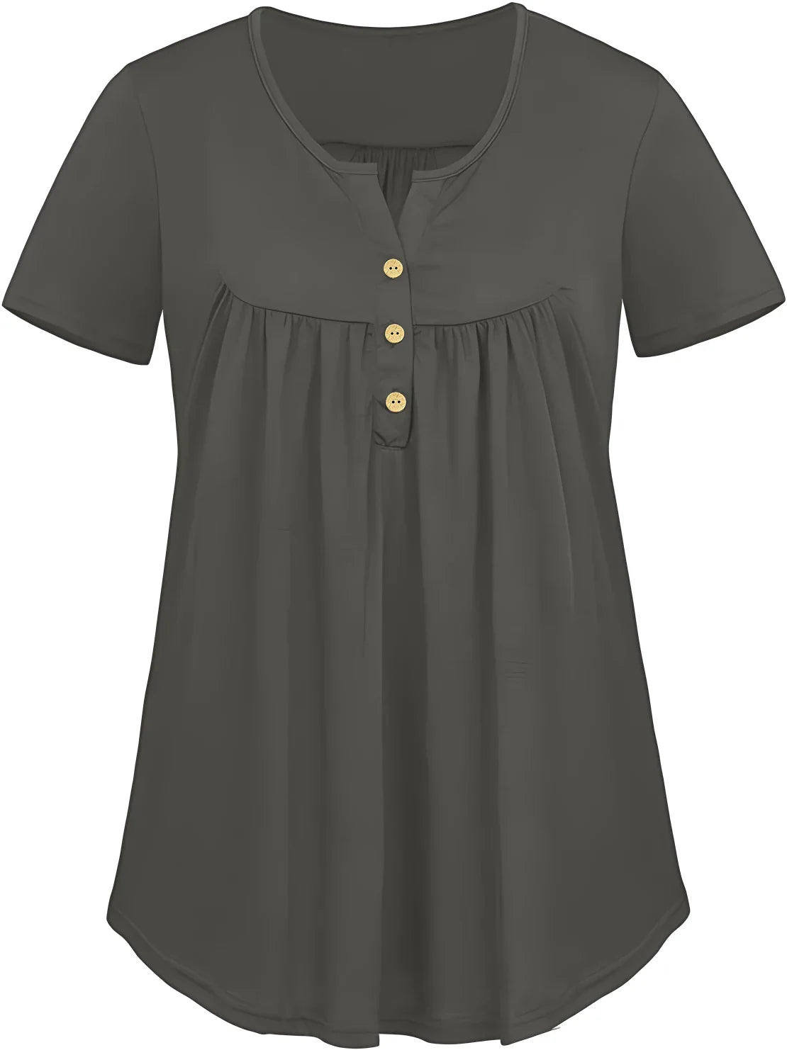 Solid Color Button Front Tee, Casual Fashion Short Sleeve Scoop Neck T-shirt for Summer
