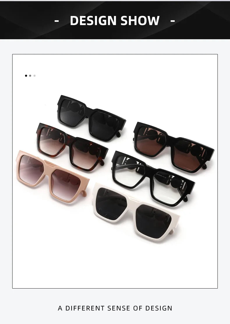 INS 2026 New Fashion Sunglasses Women Wide-leg Sun Glasses Men Trendy Brand Square Oversized Anti Blue Light Flat Mirror UV400