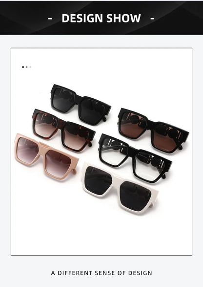 INS 2026 New Fashion Sunglasses Women Wide-leg Sun Glasses Men Trendy Brand Square Oversized Anti Blue Light Flat Mirror UV400