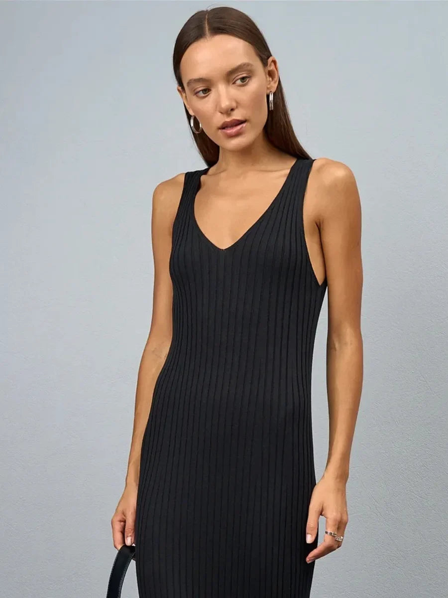 Women's Sleeveless Knitted Dress Strap Summer Fashion Wide Shoulder Inner Long Skirt Slim Fit Casual Dresses
