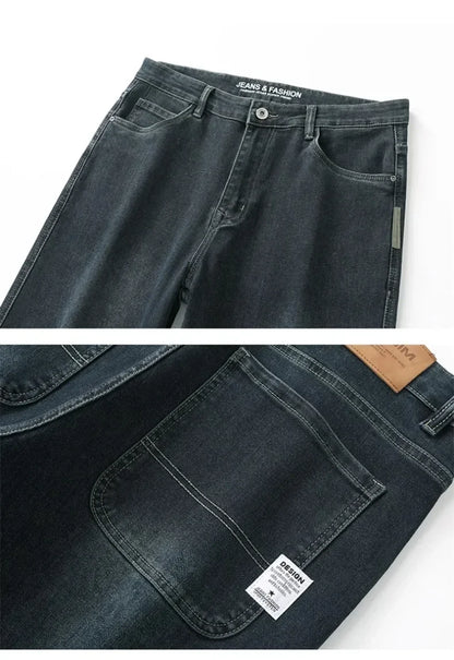 2025 New Autumn and Winter Men's Jeans Loose Comfortable Straight Business Casual Versatile Wide-leg Business Trousers