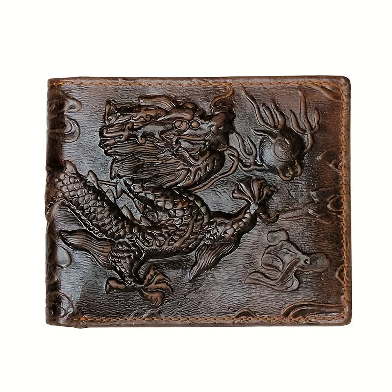 Men's Vintage Genuine Leather Wallet 3D Printed Tiger Wallet Card Holder