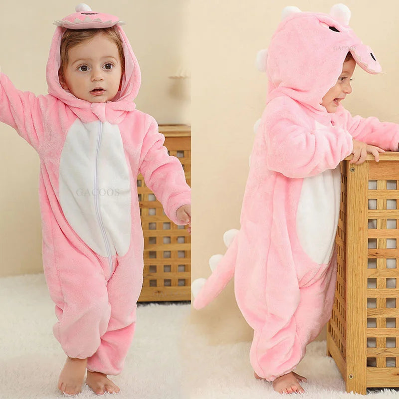Cute Monkey Tiger Dinosaur Cosplay Costumes Boys Girls Toddler Animal Jumpsuit Baby Rompers Infant Clothes Pyjamas Kids Kigurumi