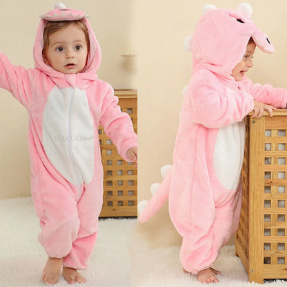 Cute Monkey Tiger Dinosaur Cosplay Costumes Boys Girls Toddler Animal Jumpsuit Baby Rompers Infant Clothes Pyjamas Kids Kigurumi