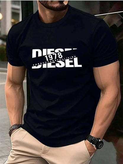New European and American Trendy Men's Fashionable Casual Short Sleeved T-shirt, Solid Color T-shirt, Men's Summer Sports Tops