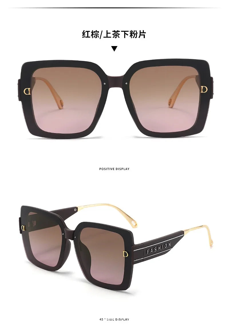 2025 New Polarized Letter Sun Glasses Legs High-end Sunglasses Women's European and American Sunscreen Retro Sunglass Gafas