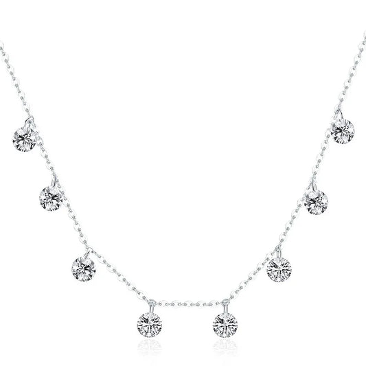 925 Sterling Silver 14K Gold Plated Dainty Chain Choker 5A Cubic Zirconia Pendant Necklace Women Girl Jewelry Gift 16.53”