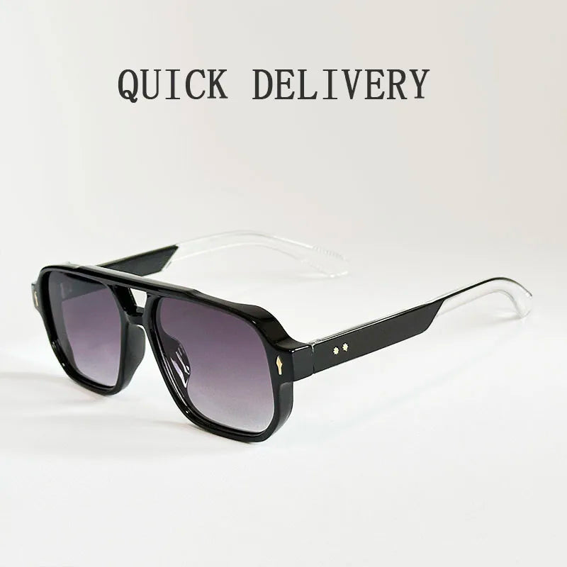 Square Sunglass Men Retro Vacation Yellow Sunglasses Women Trendy Vintage Fashion Glasses Luxury Gafas De Sol Hombre Zonnebril