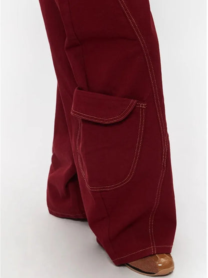 2025 Cyber Y2K Fashion Red Patchwork Baggy Cargo Jeans Pants For Men Designer Clothes Wide Leg Women Denim Trousers Ropa Hombre