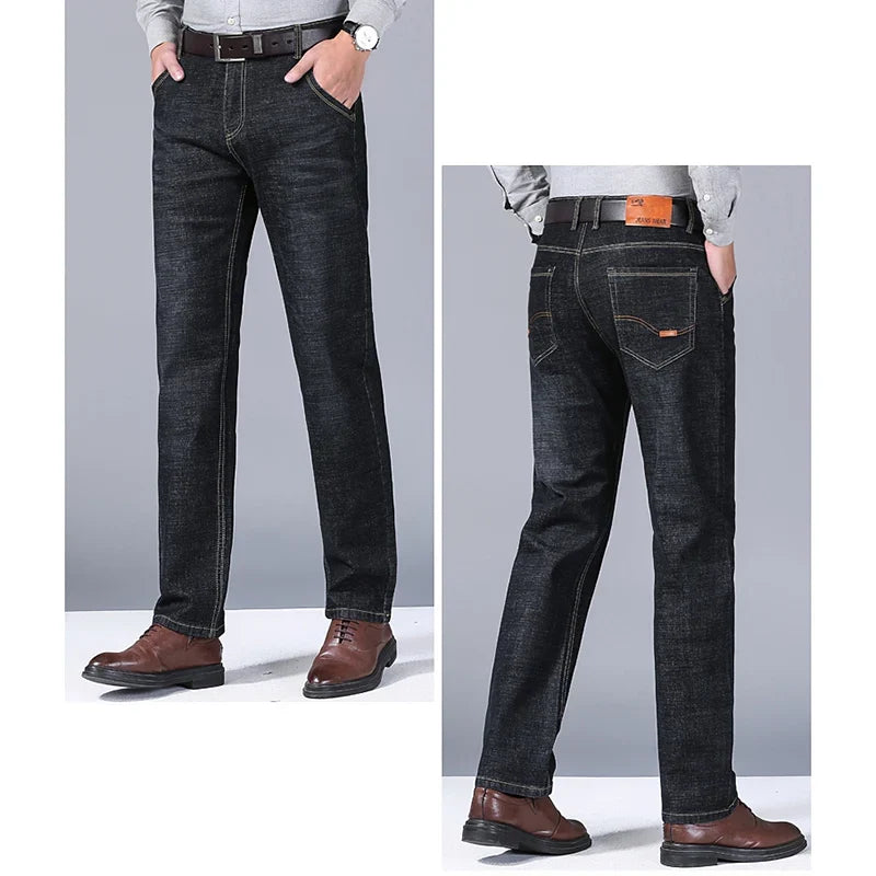 2024 Fashion Men Stretch Loose Straight Jeans Casual Elastic Slim Fit Denim Pants Male Brand Business Trousers Large size 38 40