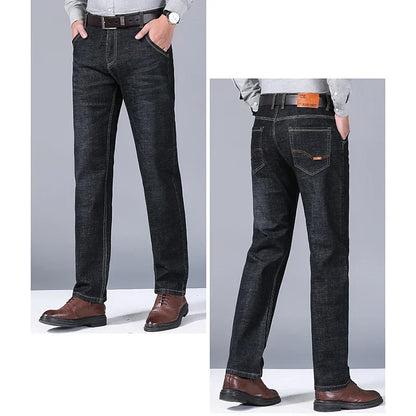 2024 Fashion Men Stretch Loose Straight Jeans Casual Elastic Slim Fit Denim Pants Male Brand Business Trousers Large size 38 40