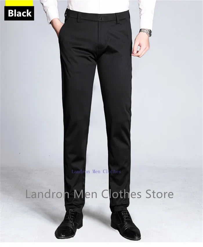 Formal Dress Suit Pants Tall Men 190CM Business Black Blue Plus Size 40 42 44 46 Extra Long Lengthened Straight Office Trousers