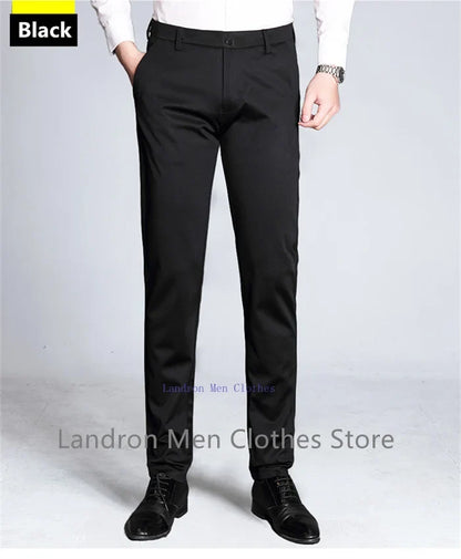 Formal Dress Suit Pants Tall Men 190CM Business Black Blue Plus Size 40 42 44 46 Extra Long Lengthened Straight Office Trousers