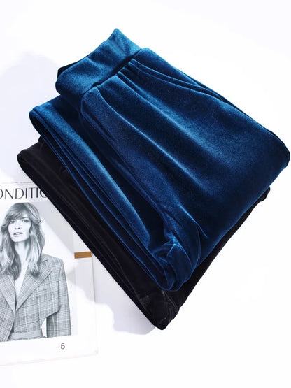 Women's pants with many reviews flared pants ice silk pants wide leg pants, high waisted blue loose straight leg pants 6XL