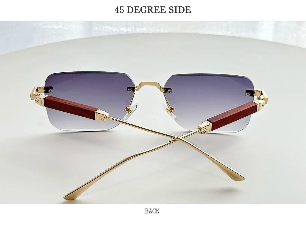 Rimless Sunglass Men Vintage 2025 Fashion Glasses Square Sunglasses Women Trendy And Fashionable Gafas De Sol Hombre Zonnebril