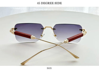 Rimless Sunglass Men Vintage 2025 Fashion Glasses Square Sunglasses Women Trendy And Fashionable Gafas De Sol Hombre Zonnebril