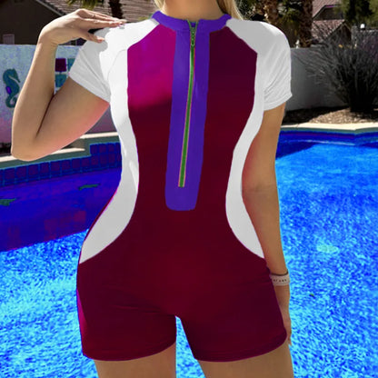 2026 New One Piece Swimsuit Women Floral Long Sleeve Swimwear Zipper Surfing Monokini Push Up Body Suit Beachwear Bathing Suit