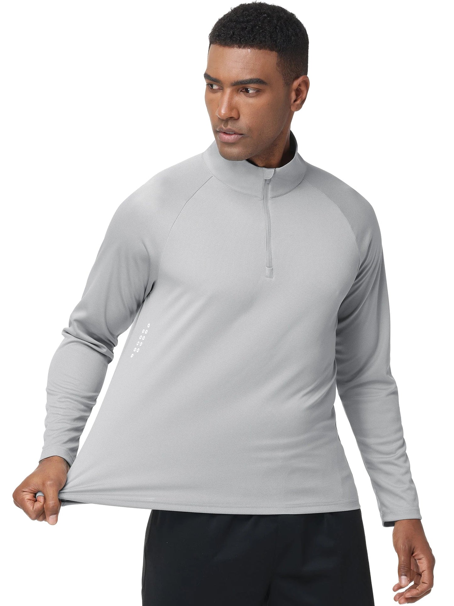 Summer Men UPF 50+ Long Sleeve T-Shirt, Breathable Rash Guard Pullover Tops for Sport Fishing Running Beach Surfing