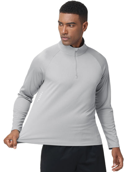 Summer Men UPF 50+ Long Sleeve T-Shirt, Breathable Rash Guard Pullover Tops for Sport Fishing Running Beach Surfing