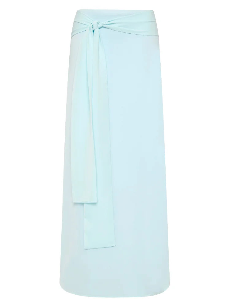 Solid Thin Skirts Set for Women Lace Up Strapless Tight Top Low Waist Straight Skirt 2026 NEW Summer Vacation Party Lady Outfit