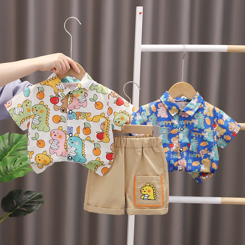 Children Clothing 2023 New Fashionable Boys Clothes Set Summer Kids Sports Style Short Sleeve Shirt Shorts Two Piece Set