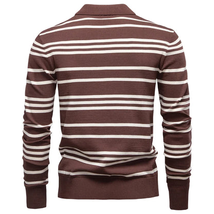 2025 Color Block Polo Men Striped Long Sleeve New Autumn Designer Social Business Premium T-shirts Male