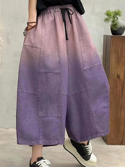 Women Summer Fashion Big Size Denim Pants 2025 Females Vintage Classic Loose Harem Trousers Elastic Waist Casual Jeans