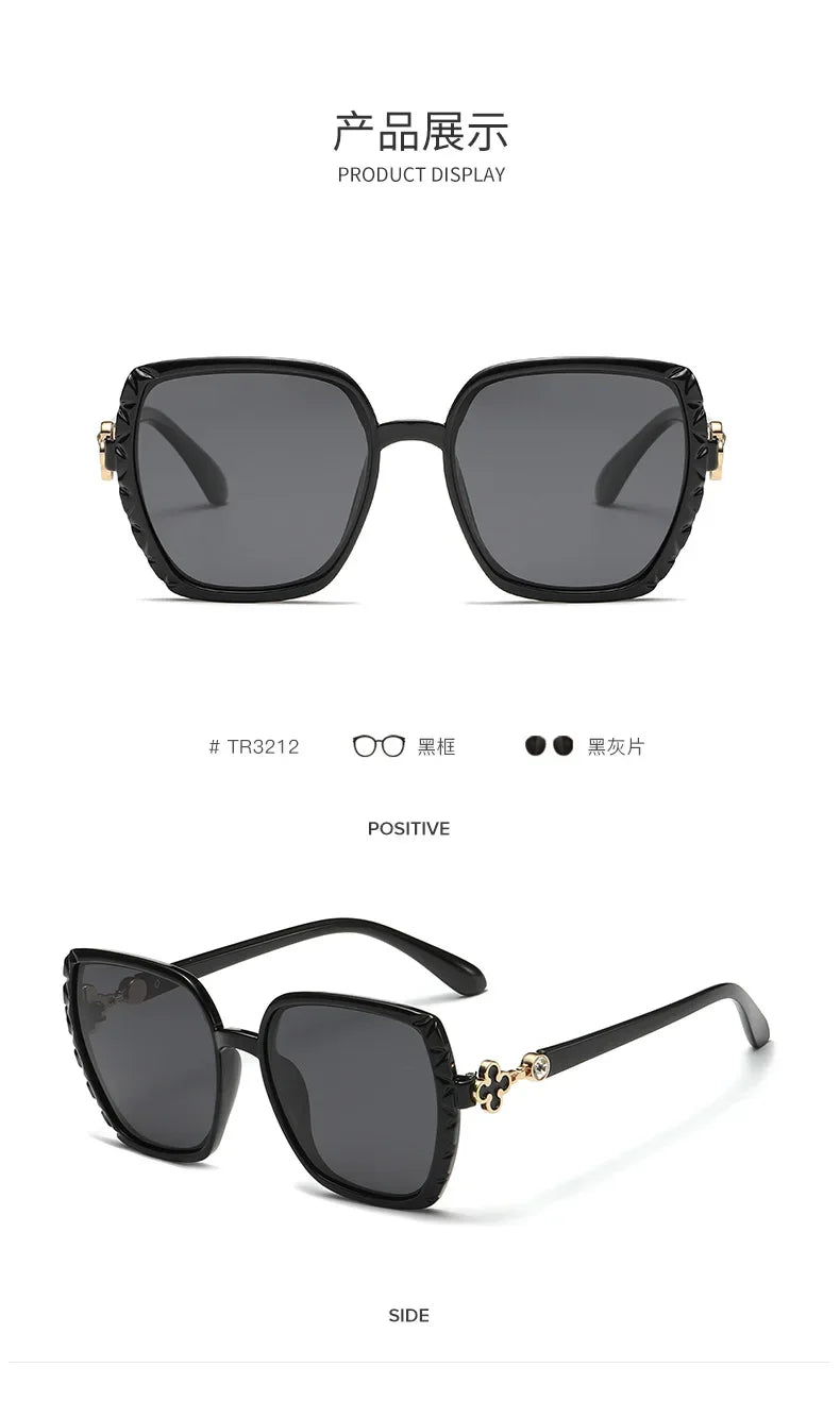 Luxury Square Designer Fashion Big Polarized Sunglasses For Women Glasses Brand 2024 Woman Women's Retro Shades UV400 Eyewear