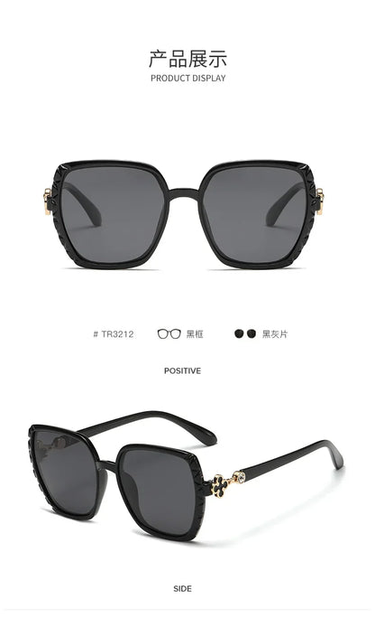 Luxury Square Designer Fashion Big Polarized Sunglasses For Women Glasses Brand 2024 Woman Women's Retro Shades UV400 Eyewear