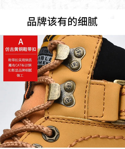 Genuine Leather Mens Women Winter Ankle Military Treking Snow Yellow Tactical Boots Outdoor for Men Work Shoes Sneakers