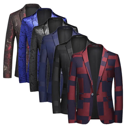 2026 New Men Business Social Suit Jacket Summer Male Single Breasted Thin Dress Male Jacquard Blazers Coats