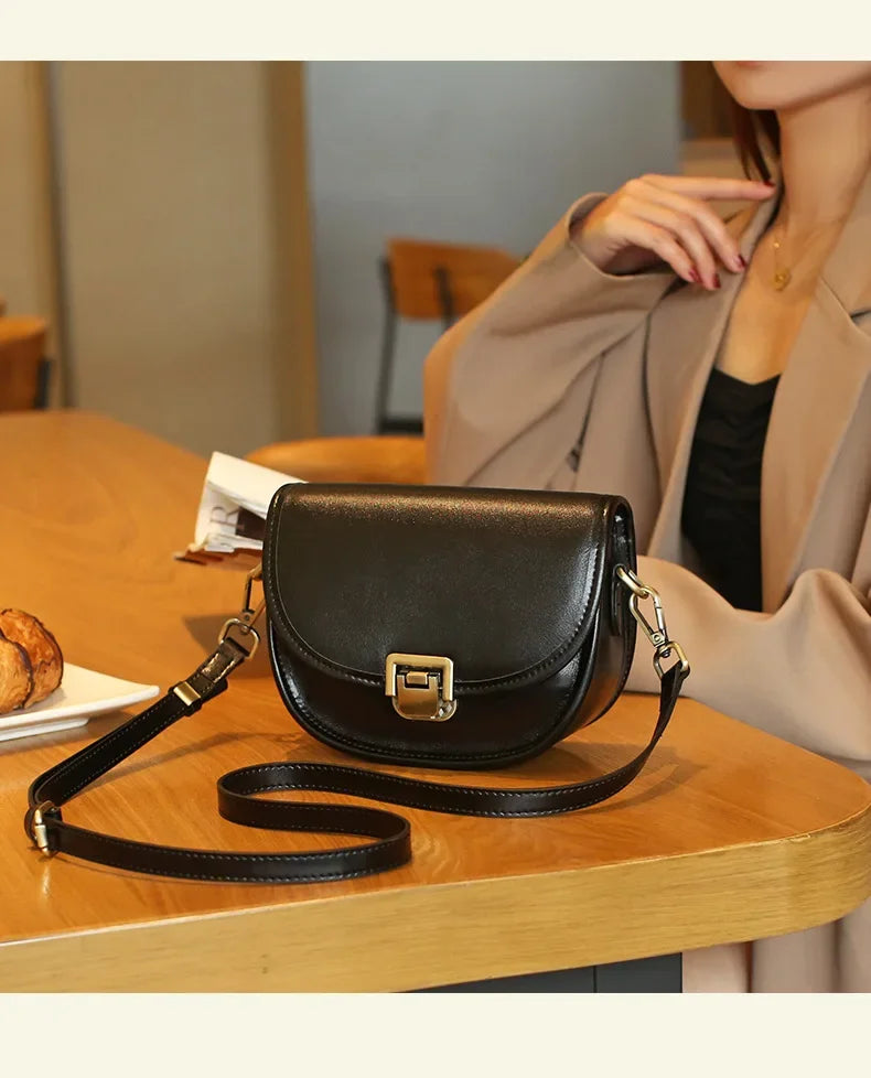 New Style Genuine Leather Women's Small Bag Vegetable Tanned Cow Leather Single Shoulder Bag Lady Popular Messenger Purse