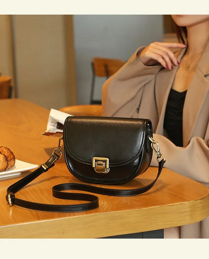 New Style Genuine Leather Women's Small Bag Vegetable Tanned Cow Leather Single Shoulder Bag Lady Popular Messenger Purse