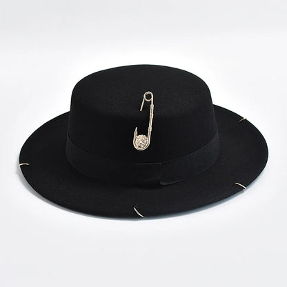 New Fashion Desige Fedora Hat For Women Men Metal Chain Decor Jazz Hat Party Church Caps