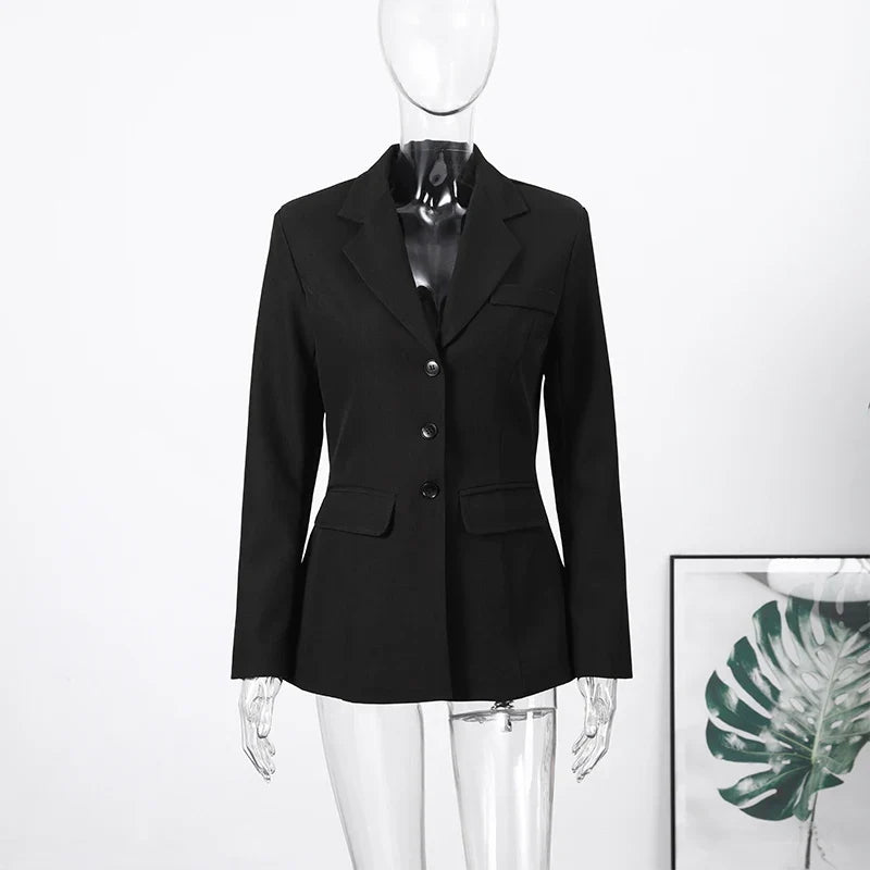 Casual Single-breasted Suit Jackets 2026 Spring New Female Elegant Lapel Full Sleeve Blazers Coat Women's Waist-cinching Outwear