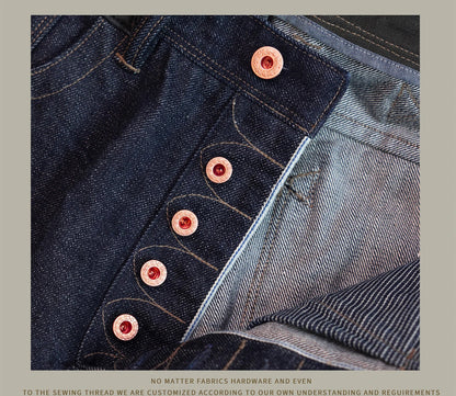 Red Tornado NOIR 18oz Indigo Selvedge Denim Jeans One-wash with Cinch-Back and Arcuate Stitching