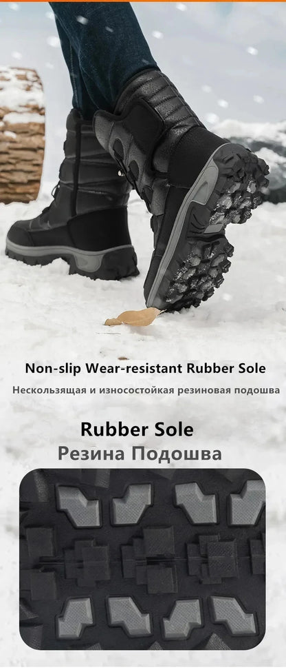 New Winter Men's Shoes Warm Plush Men's Boots High Top Couple Snow Boots Winter Outdoor Anti-Slip Ankle Boots Work Casual Boots