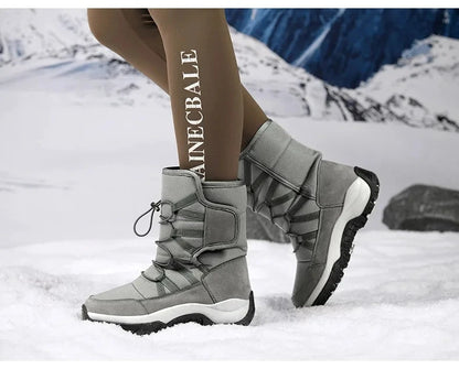 New Warm Men Plush Snow Boots High Top Winter Men's Boots Waterproof Winter Motorcycle Boots Outdoor Anti-Slip Men Hiking Boots