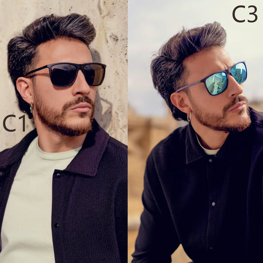 Square Polarized Sunglasses for Men Ultralight Carbon Fiber Sun Glasses Driving Fishing Golf Sports UV400 Protection