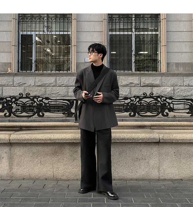 Spring Summer Men Formal Blazers Men Korean Fashion Loose Casual Dress Jacket Men Harajuku Social Suit Jacket Clothing