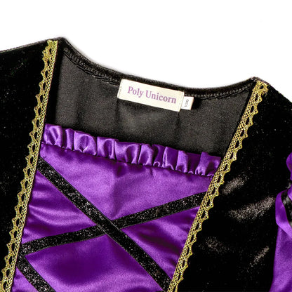 2025 Halloween Easter Festive Party Girl Cosplay Classic Witch Purple Print Long Sleeve Dress Evil Horror Set Baby Birthday Gift