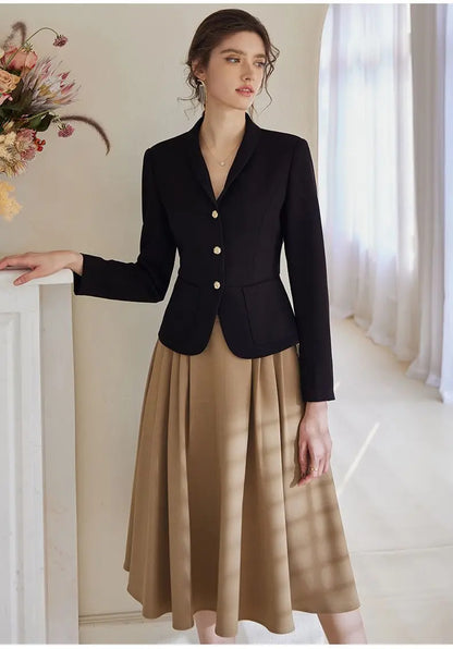 Suit coat women's 2023 spring dress new temperament professional black slim suit versatile